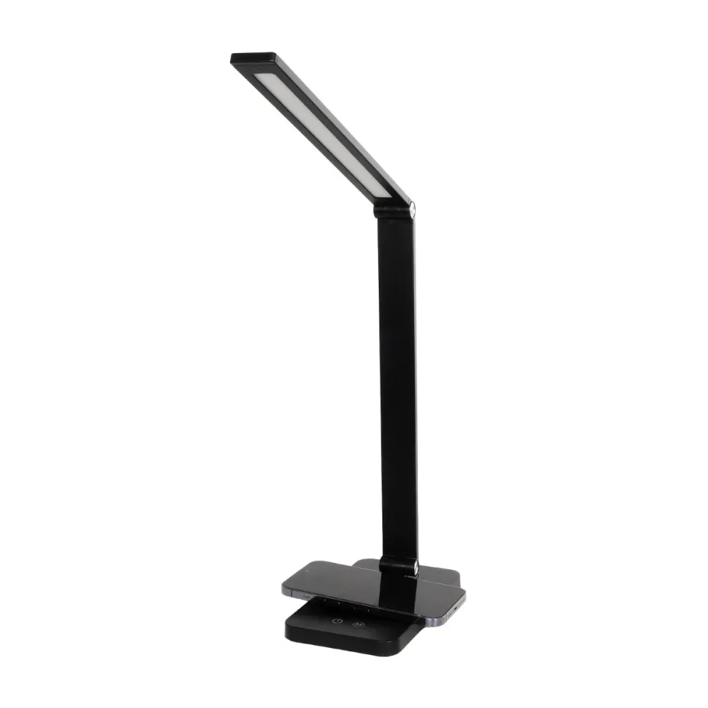 GLOBOSTAR® TEBLA 60482 Μοντέρνο Επιτραπέζιο Φωτιστικό Γραφείου με Ασύρματη Φόρτιση 5W 1A LED 5W 500lm 120° AC 220-240V IP20 Ρυθμιζόμενο Λευκό CCT με Αφή 2700K/4500K/6000K Dimmable - Bridgelux SMD Chip - Μαύρο - Μ11 x Π31 x Υ52cm - 2 Χρόνια Εγγύηση