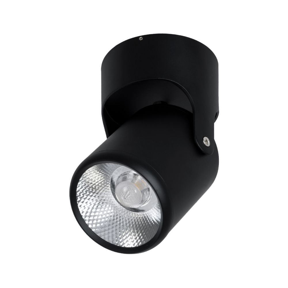 GLOBOSTAR® DETRONIC 60503 Κινούμενο Downlight Σποτ LED 10W 1350lm 24° AC 220-240V IP20 Ψυχρό Λευκό 6000K - Bridgelux COB Chip & TÜV SÜD Driver - Μαύρο Ματ - Μ9 x Π9 x Υ16cm - 5 Χρόνια Εγγύηση