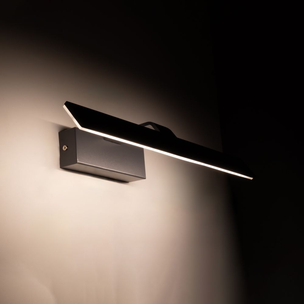 GLOBOSTAR® MIRROR 60513 Μοντέρνο Φωτιστικό Τοίχου - Απλίκα Καθρέπτη Μπάνιου LED 12W 1440lm 120° AC 220-240V IP54 Φυσικό Λευκό 4500K - Lumileds SMD Chip & TÜV SÜD Driver - Γκρι Ανθρακί Ματ - Μ42 x Π5 x Υ15cm - 2 Χρόνια Εγγύηση