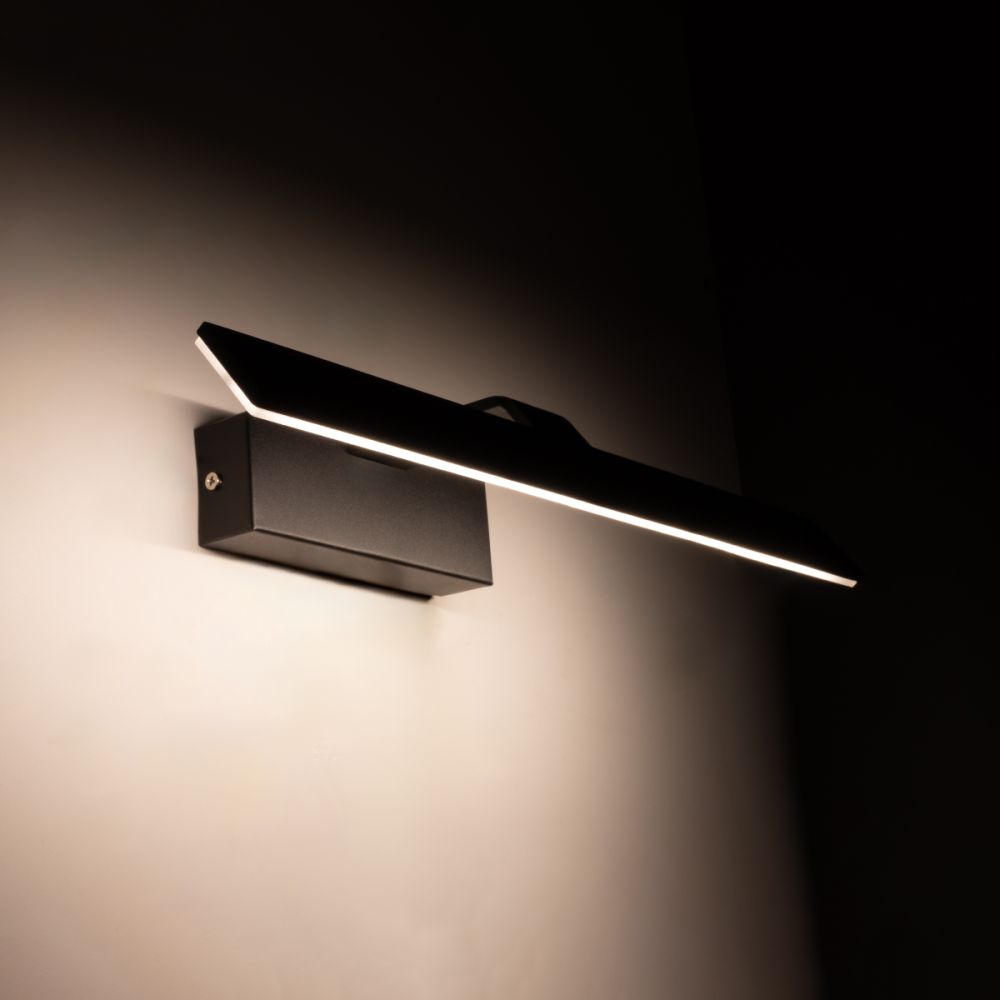GLOBOSTAR® MIRROR 60514 Μοντέρνο Φωτιστικό Τοίχου - Απλίκα Καθρέπτη Μπάνιου LED 12W 1440lm 120° AC 220-240V IP54 Φυσικό Λευκό 4500K - Lumileds SMD Chip & TÜV SÜD Driver - Μαύρο Ματ - Μ42 x Π5 x Υ15cm - 2 Χρόνια Εγγύηση