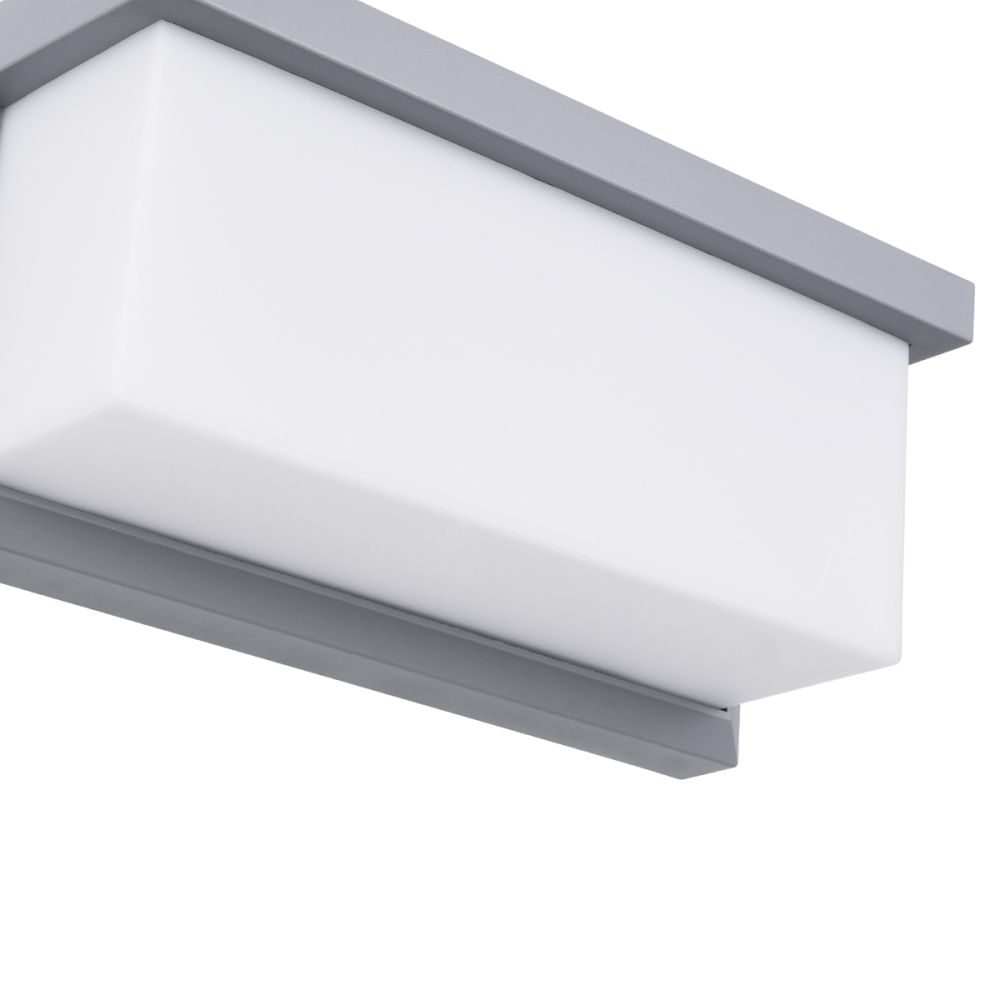 GLOBOSTAR® CITYSCAPE 60698 Μοντέρνο Φωτιστικό Τοίχου - Απλίκα LED 18W 1890lm 120° AC 220-240V Αδιάβροχο IP65 Φυσικό Λευκό 4500K - Bridgelux SMD Chip - Γκρι Ματ - Μ23.5 x Π11 x Υ10cm - 3 Χρόνια Εγγύηση