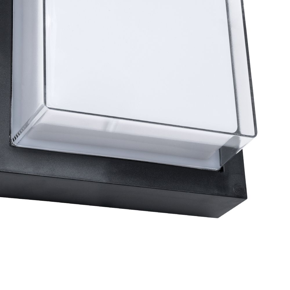GLOBOSTAR® NEXUS 60767 Μοντέρνο Φωτιστικό Τοίχου - Απλίκα LED 10W 1050lm 120° AC 220-240V Αδιάβροχο IP65 Φυσικό Λευκό 4500K - Bridgelux SMD Chip - Μαύρο Ματ - Μ17 x Π17 x Υ9cm - 3 Χρόνια Εγγύηση