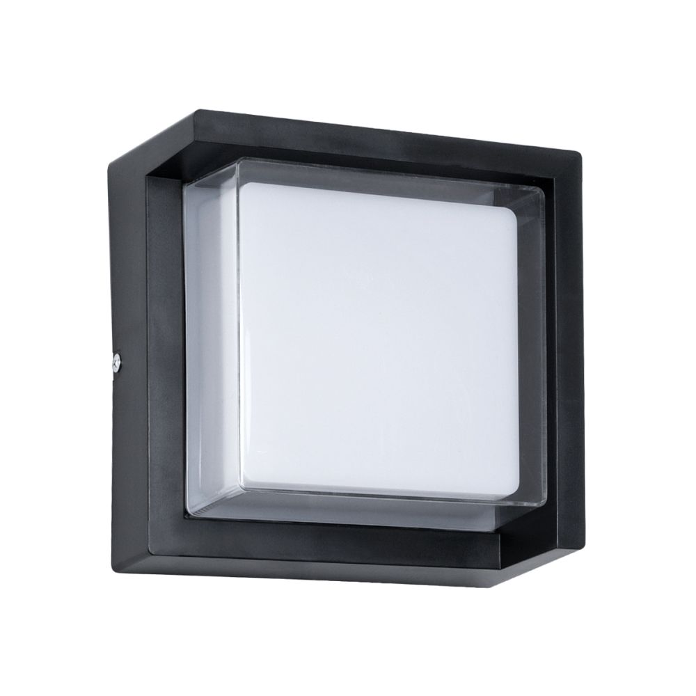 GLOBOSTAR® APEX 60770 Μοντέρνο Φωτιστικό Τοίχου - Απλίκα LED 10W 1050lm 120° AC 220-240V Αδιάβροχο IP65 Φυσικό Λευκό 4500K - Bridgelux SMD Chip - Μαύρο Ματ - Μ17 x Π17 x Υ9cm - 3 Χρόνια Εγγύηση