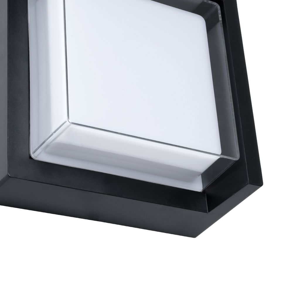 GLOBOSTAR® APEX 60770 Μοντέρνο Φωτιστικό Τοίχου - Απλίκα LED 10W 1050lm 120° AC 220-240V Αδιάβροχο IP65 Φυσικό Λευκό 4500K - Bridgelux SMD Chip - Μαύρο Ματ - Μ17 x Π17 x Υ9cm - 3 Χρόνια Εγγύηση