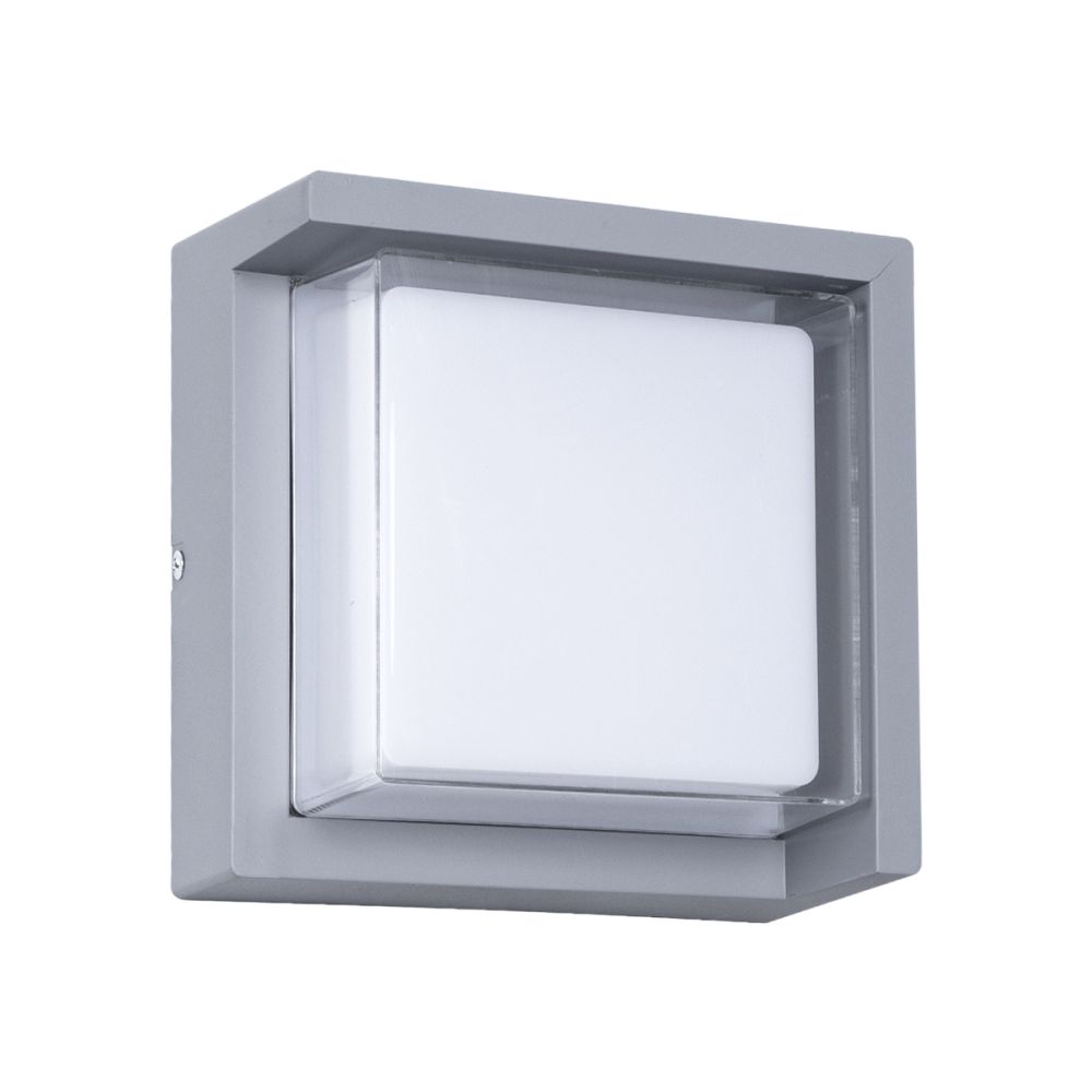 GLOBOSTAR® APEX 60771 Μοντέρνο Φωτιστικό Τοίχου - Απλίκα LED 10W 1050lm 120° AC 220-240V Αδιάβροχο IP65 Φυσικό Λευκό 4500K - Bridgelux SMD Chip - Γκρι - Μ17 x Π17 x Υ9cm - 3 Χρόνια Εγγύηση