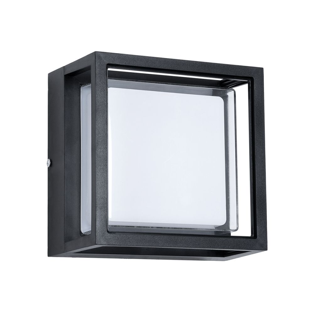 GLOBOSTAR® MAJESTIC 60773 Μοντέρνο Φωτιστικό Τοίχου - Απλίκα LED 10W 1050lm 120° AC 220-240V Αδιάβροχο IP65 Φυσικό Λευκό 4500K - Bridgelux SMD Chip - Μαύρο Ματ - Μ17 x Π17 x Υ9cm - 3 Χρόνια Εγγύηση