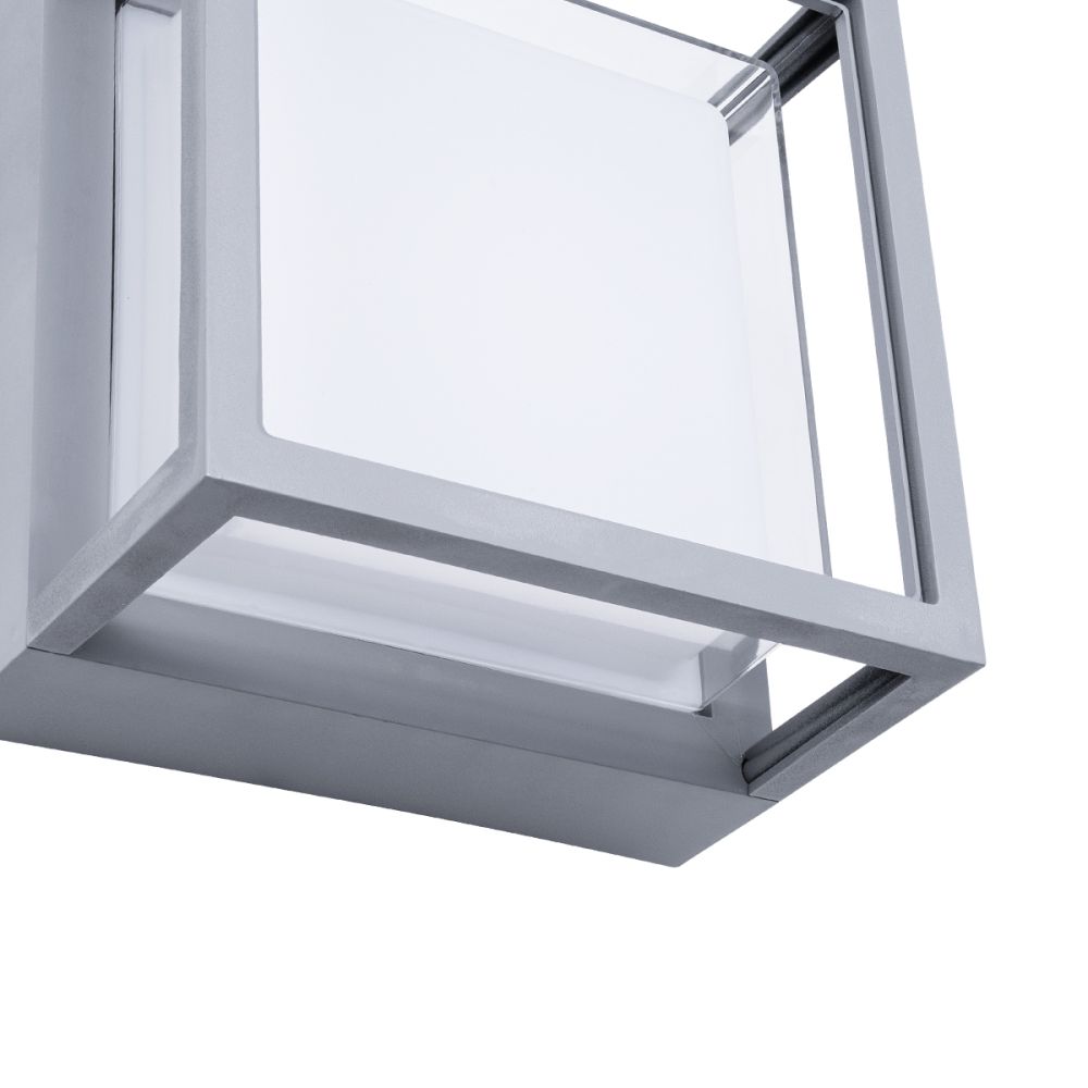 GLOBOSTAR® MAJESTIC 60774 Μοντέρνο Φωτιστικό Τοίχου - Απλίκα LED 10W 1050lm 120° AC 220-240V Αδιάβροχο IP65 Φυσικό Λευκό 4500K - Bridgelux SMD Chip - Γκρι - Μ17 x Π17 x Υ9cm - 3 Χρόνια Εγγύηση