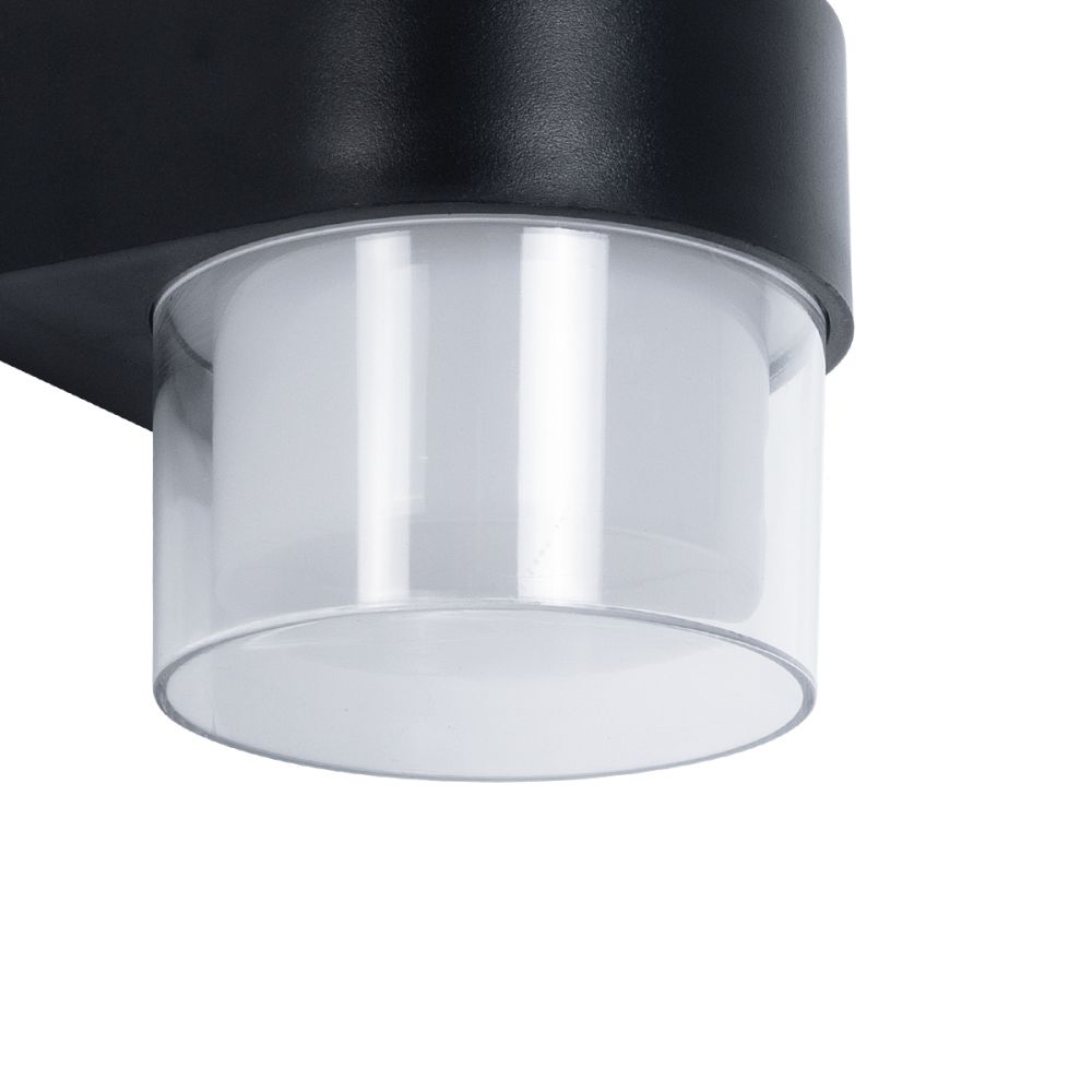GLOBOSTAR® EMPIRE 60776 Μοντέρνο Φωτιστικό Τοίχου - Απλίκα LED 10W 1050lm 120° AC 220-240V Αδιάβροχο IP65 Φυσικό Λευκό 4500K - Bridgelux SMD Chip & TÜV SÜD Driver - Διάφανο & Μαύρο Ματ - M10 x Π11 x Υ13.5cm - 3 Χρόνια Εγγύηση