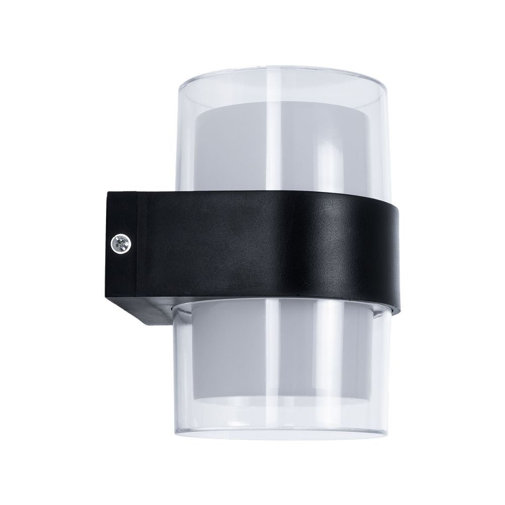 GLOBOSTAR® EMPIRE 60777 Μοντέρνο Φωτιστικό Τοίχου - Απλίκα LED 10W 1050lm 120° AC 220-240V Αδιάβροχο IP65 Θερμό Λευκό 2700K - Bridgelux SMD Chip & TÜV SÜD Driver - Διάφανο & Μαύρο Ματ - M10 x Π11 x Υ13.5cm - 3 Χρόνια Εγγύηση