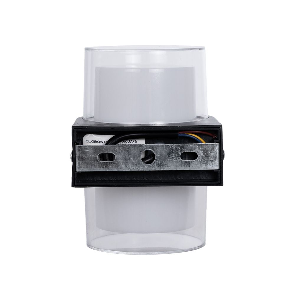 GLOBOSTAR® EMPIRE 60777 Μοντέρνο Φωτιστικό Τοίχου - Απλίκα LED 10W 1050lm 120° AC 220-240V Αδιάβροχο IP65 Θερμό Λευκό 2700K - Bridgelux SMD Chip & TÜV SÜD Driver - Διάφανο & Μαύρο Ματ - M10 x Π11 x Υ13.5cm - 3 Χρόνια Εγγύηση