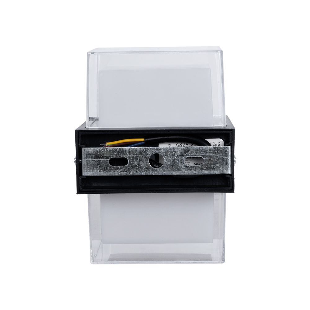 GLOBOSTAR® EMPIRE 60779 Μοντέρνο Φωτιστικό Τοίχου - Απλίκα LED 10W 1050lm 120° AC 220-240V Αδιάβροχο IP65 Θερμό Λευκό 2700K - Bridgelux SMD Chip & TÜV SÜD Driver - Διάφανο & Μαύρο Ματ - Μ10.5 x Π9 x Υ13cm - 3 Χρόνια Εγγύηση