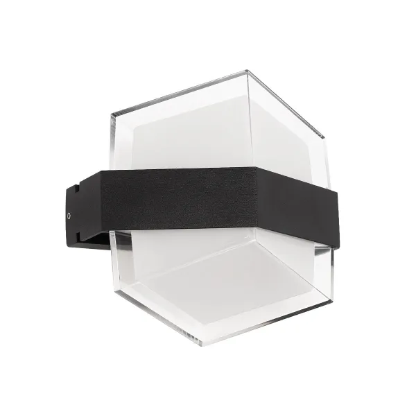 GLOBOSTAR® EMPIRE 60781 Μοντέρνο Φωτιστικό Τοίχου - Απλίκα LED 12W 1200lm 120° AC 220-240V Αδιάβροχο IP65 Θερμό Λευκό 2700K - Bridgelux SMD Chip & TÜV SÜD Driver - Μαύρο Ματ - Μ18.5 x Π10 x Υ17.5cm - 3 Χρόνια Εγγύηση