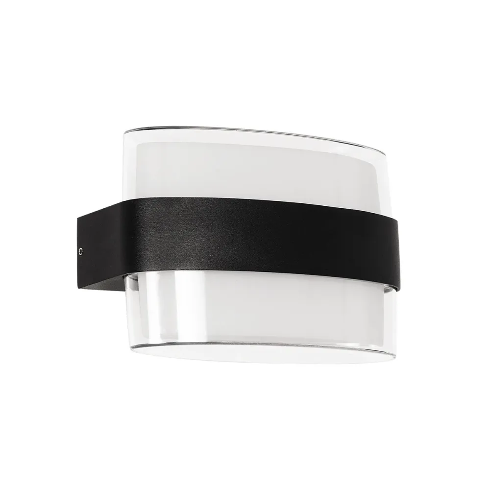 GLOBOSTAR® EMPIRE 60782 Μοντέρνο Φωτιστικό Τοίχου - Απλίκα LED 12W 1260lm 120° AC 220-240V Αδιάβροχο IP65 Φυσικό Λευκό 4500K - Bridgelux SMD Chip & TÜV SÜD Driver - Μαύρο Ματ - Μ18.5 x Π9 x Υ12cm - 3 Χρόνια Εγγύηση