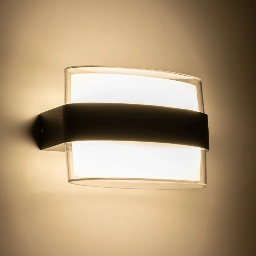 GLOBOSTAR® EMPIRE 60782 Μοντέρνο Φωτιστικό Τοίχου - Απλίκα LED 12W 1260lm 120° AC 220-240V Αδιάβροχο IP65 Φυσικό Λευκό 4500K - Bridgelux SMD Chip & TÜV SÜD Driver - Μαύρο Ματ - Μ18.5 x Π9 x Υ12cm - 3 Χρόνια Εγγύηση