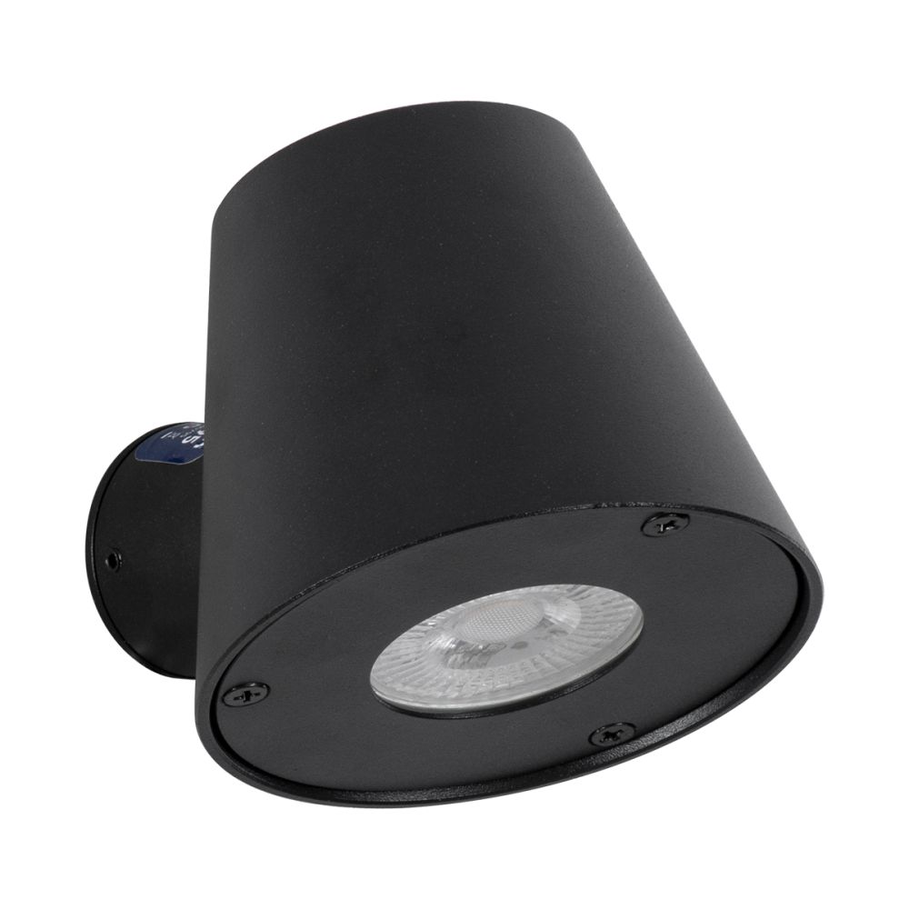 GLOBOSTAR® GARDENIA 60795 Μοντέρνο Φωτιστικό Τοίχου - Απλίκα με Ντουί 1 x GU10 AC 220-240V Αδιάβροχο IP65 - Μαύρο Ματ - Μ9.5 x Π13 x Υ7.7cm
