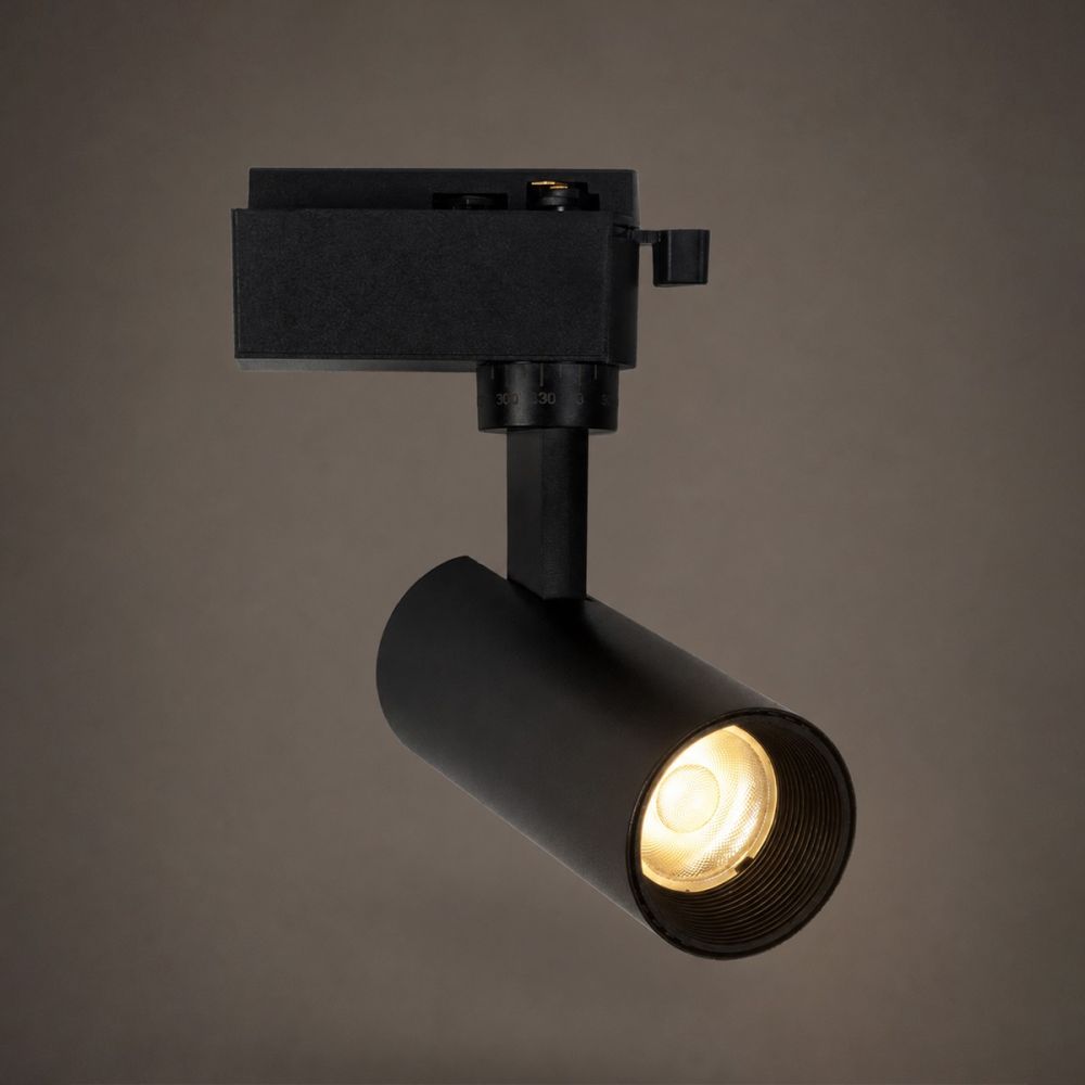 GLOBOSTAR® LUGANO 60804 Μονοφασικό Σποτ Ράγας LED 10W 1250lm 36° AC 220-240V IP20 Φυσικό Λευκό 4500K - Bridgelux COB Chip & TÜV SÜD Driver - Eurotrack 1PH - Μαύρο Ματ - Μ8.5 x Π5 x Υ18cm - 5 Χρόνια Εγγύηση