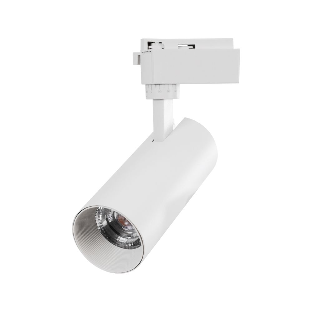 GLOBOSTAR® LUGANO 60807 Μονοφασικό Σποτ Ράγας LED 20W 2500lm 36° AC 220-240V IP20 Φυσικό Λευκό 4500K - Bridgelux COB Chip & TÜV SÜD Driver - Eurotrack 1PH  - Λευκό Ματ - Μ6.5 x Π6.5 x Υ20cm - 5 Χρόνια Εγγύηση