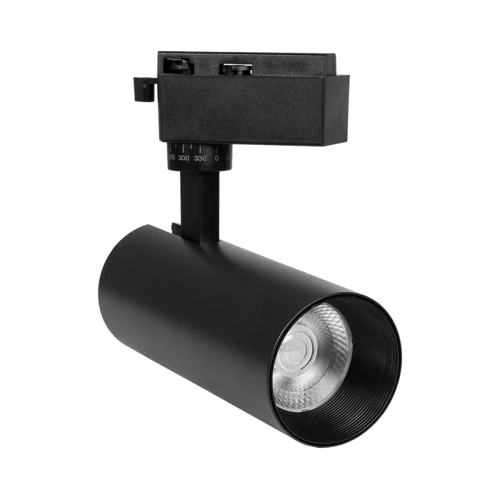 GLOBOSTAR® LUGANO 60810 Μονοφασικό Σποτ Ράγας LED 20W 2500lm 36° AC 220-240V IP20 Φυσικό Λευκό 4500K - Bridgelux COB Chip & TÜV SÜD Driver - Eurotrack 1PH - Μαύρο Ματ - Μ8.5 x Π6.5 x Υ20.5cm - 5 Χρόνια Εγγύηση