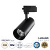 GLOBOSTAR® LUGANO 60816 Μονοφασικό Σποτ Ράγας LED 30W 3750lm 36° AC 220-240V IP20 Φυσικό Λευκό 4500K - Bridgelux COB Chip & TÜV SÜD Driver - Eurotrack 1PH - Μαύρο Ματ - Μ7.5 x Π7.5 x Υ22cm - 5 Χρόνια Εγγύηση