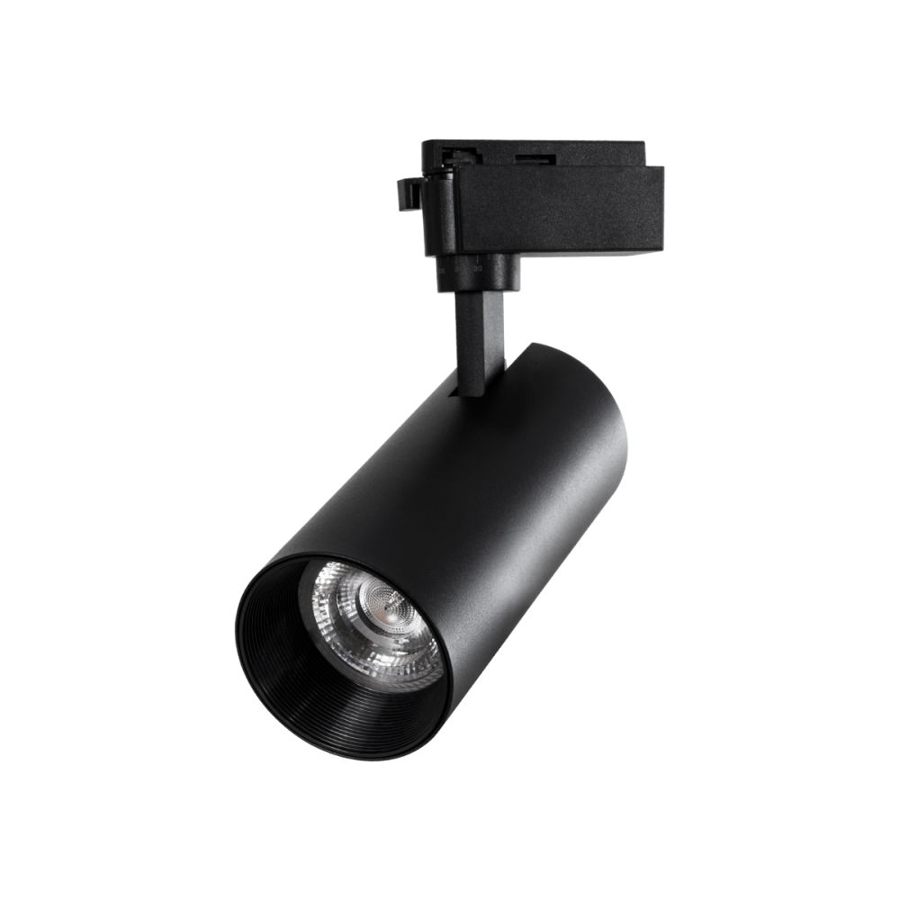 GLOBOSTAR® LUGANO 60817 Μονοφασικό Σποτ Ράγας LED 30W 3600lm 36° AC 220-240V IP20 Θερμό Λευκό 2700K - Bridgelux COB Chip & TÜV SÜD Driver - Eurotrack 1PH - Μαύρο Ματ - Μ7.5 x Π7.5 x Υ22cm - 5 Χρόνια Εγγύηση