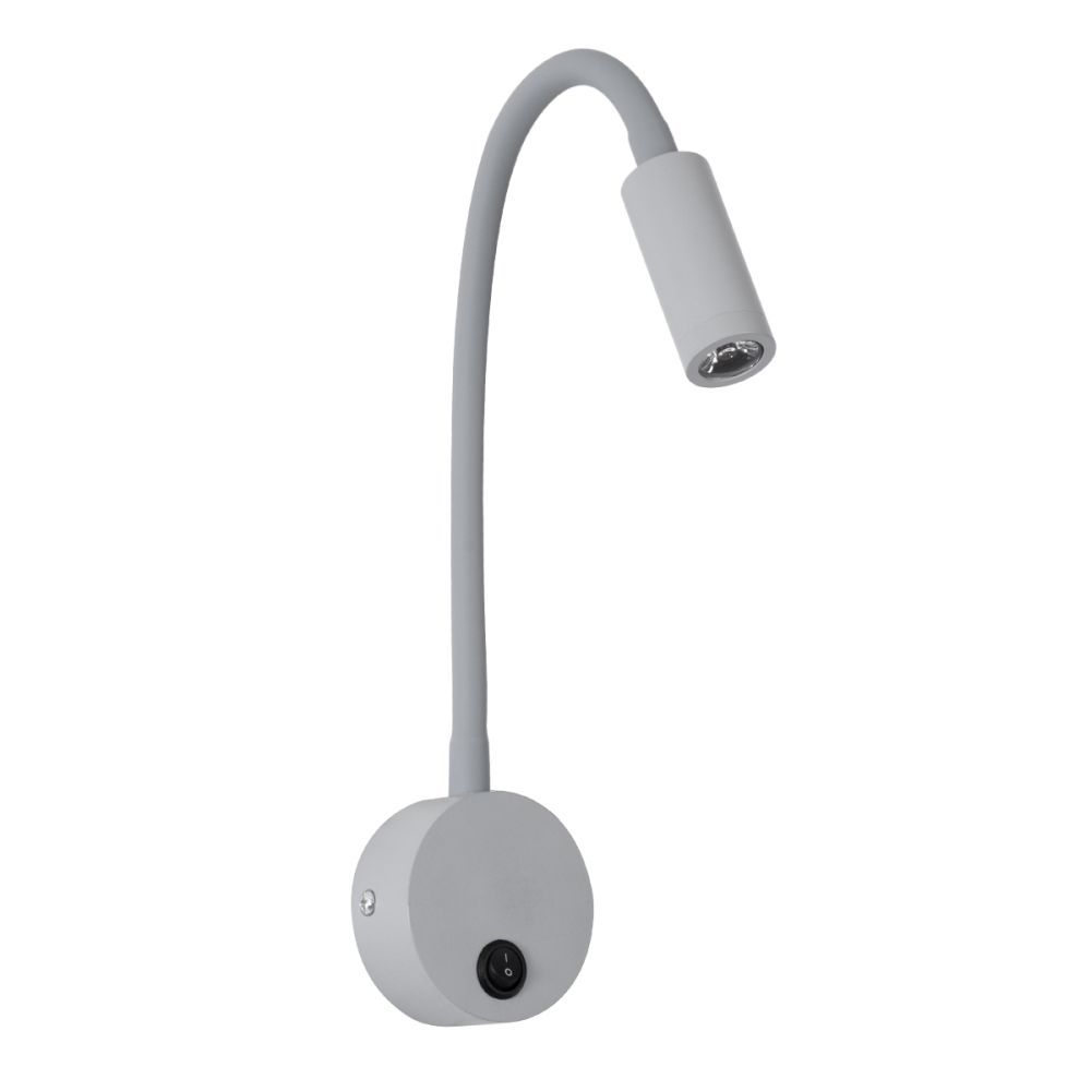 GLOBOSTAR® GOOSE 60877 Μοντέρνο Φωτιστικό Τοίχου - Απλίκα Ξενοδοχείου Reading Light LED 3W 300lm 36° AC 220-240V IP20 Φυσικό Λευκό 4500K - CREE XPE Chip & TÜV SÜD Driver - Γκρι Ανθρακί Ματ - Μ6.5 x Π15 x Υ24.5cm - 3 Χρόνια Εγγύηση