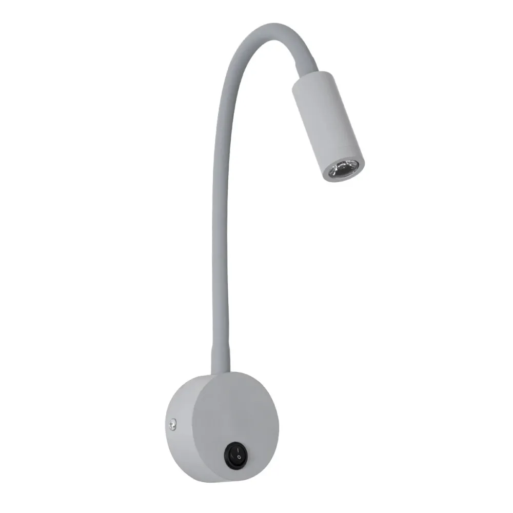 GLOBOSTAR® GOOSE 60877 Μοντέρνο Φωτιστικό Τοίχου - Απλίκα Ξενοδοχείου Reading Light LED 3W 300lm 36° AC 220-240V IP20 Φυσικό Λευκό 4500K - CREE XPE Chip & TÜV SÜD Driver - Γκρι Ανθρακί Ματ - Μ6.5 x Π15 x Υ24.5cm - 3 Χρόνια Εγγύηση