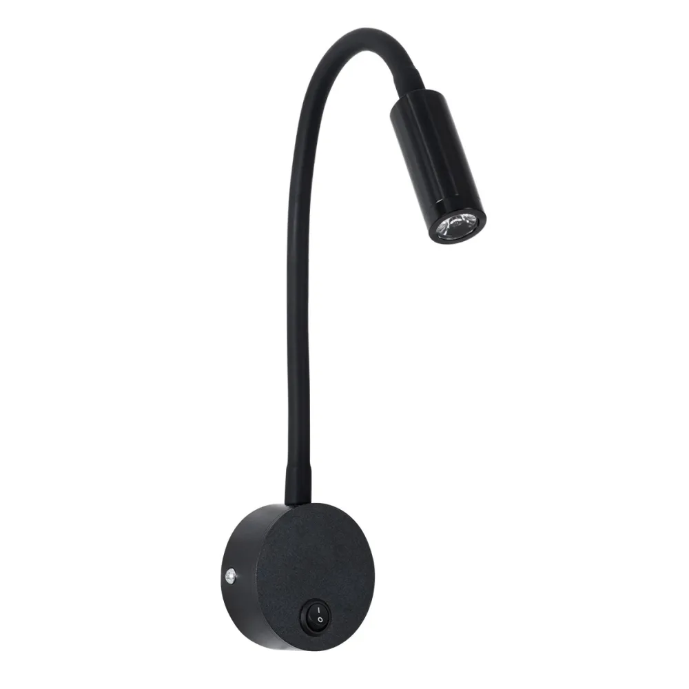 GLOBOSTAR® GOOSE 60878 Μοντέρνο Φωτιστικό Τοίχου - Απλίκα Ξενοδοχείου Reading Light LED 3W 300lm 36° AC 220-240V IP20 Φυσικό Λευκό 4500K - CREE XPE Chip & TÜV SÜD Driver - Μαύρο Ματ - Μ6.5 x Π15 x Υ24.5cm - 3 Χρόνια Εγγύηση