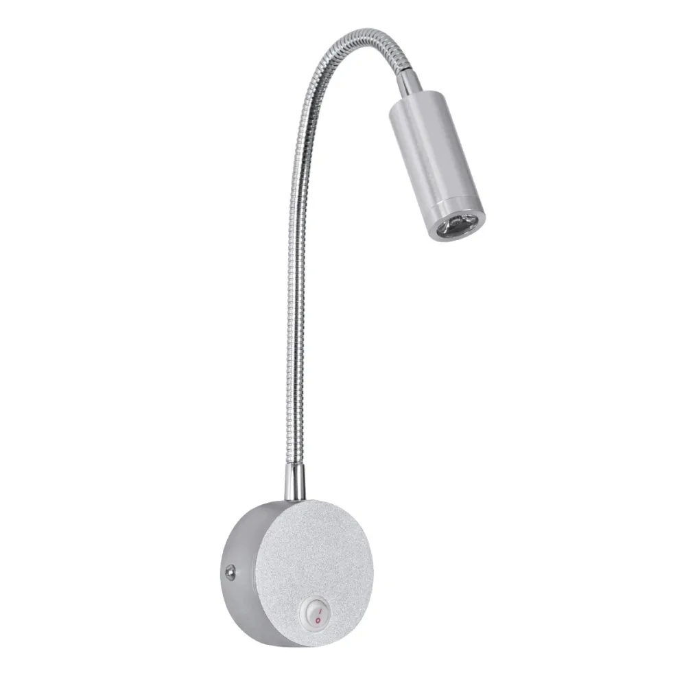 GLOBOSTAR® GOOSE 60879 Μοντέρνο Φωτιστικό Τοίχου - Απλίκα Ξενοδοχείου Reading Light LED 3W 300lm 36° AC 220-240V IP20 Φυσικό Λευκό 4500K - CREE XPE Chip & TÜV SÜD Driver - Σατινέ Νίκελ Βούρτσας - Μ6.5 x Π15 x Υ24.5cm - 3 Χρόνια Εγγύηση