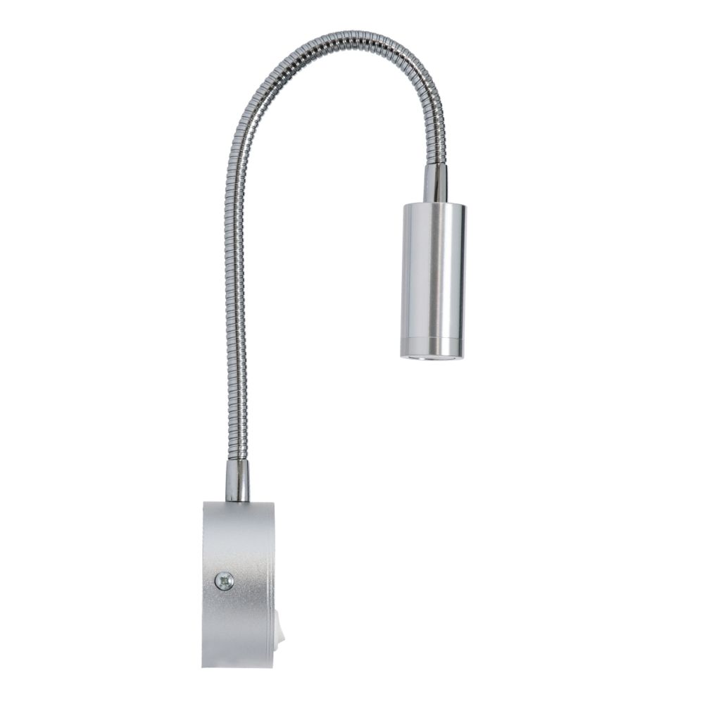 GLOBOSTAR® GOOSE 60879 Μοντέρνο Φωτιστικό Τοίχου - Απλίκα Ξενοδοχείου Reading Light LED 3W 300lm 36° AC 220-240V IP20 Φυσικό Λευκό 4500K - CREE XPE Chip & TÜV SÜD Driver - Σατινέ Νίκελ Βούρτσας - Μ6.5 x Π15 x Υ24.5cm - 3 Χρόνια Εγγύηση