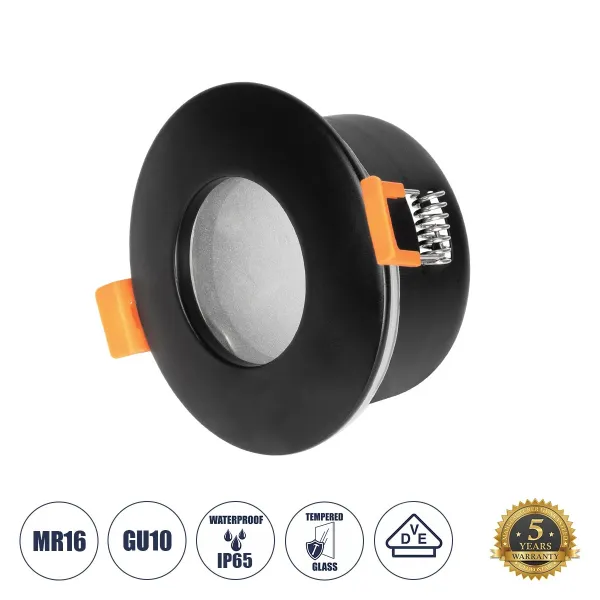 GLOBOSTAR® KAPA 60888 Χωνευτή Βάση για Σποτ MR16 με Ντουί GU10/GU5.3 Αδιάβροχο IP65 - Μαύρο & Λευκό - Μ8.5 x Π8.5 x Υ4.2cm / Q7.5cm