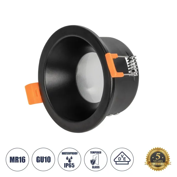 GLOBOSTAR® SIGMA 60891 Χωνευτή Βάση για Σποτ MR16 με Ντουί GU10/GU5.3 Αδιάβροχο IP65 - Μαύρο & Λευκό - Μ8.5 x Π8.5 x Υ4.4cm / Q7.5cm