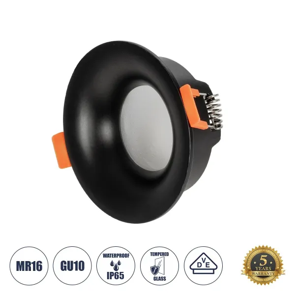 GLOBOSTAR® LAMDA 60893 Χωνευτή Βάση για Σποτ MR16 με Ντουί GU10/GU5.3 Αδιάβροχο IP65 - Μαύρο & Λευκό - Μ8.5 x Π8.5 x Υ3.5cm / Q7.5cm