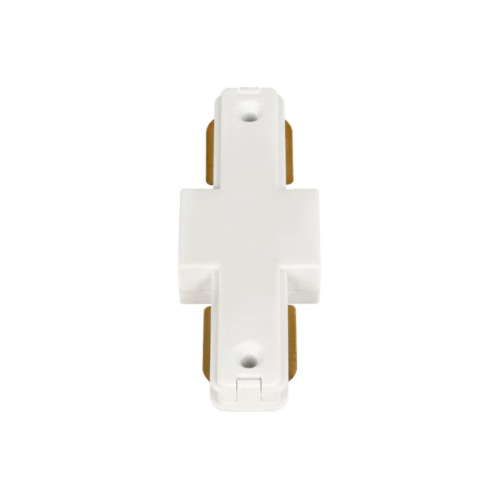 GLOBOSTAR® EUROTRACK-1PH 60904 Μονοφασικός Σύνδεσμος Ι Επέκτασης Ράγας 2 Καλωδίων 1L+1N για Σύστημα Ράγας Eurotrack-1PH AC 220-240V IP20 - Λευκό Ματ - Μ9.3 x Π3.5 x Υ1.6cm