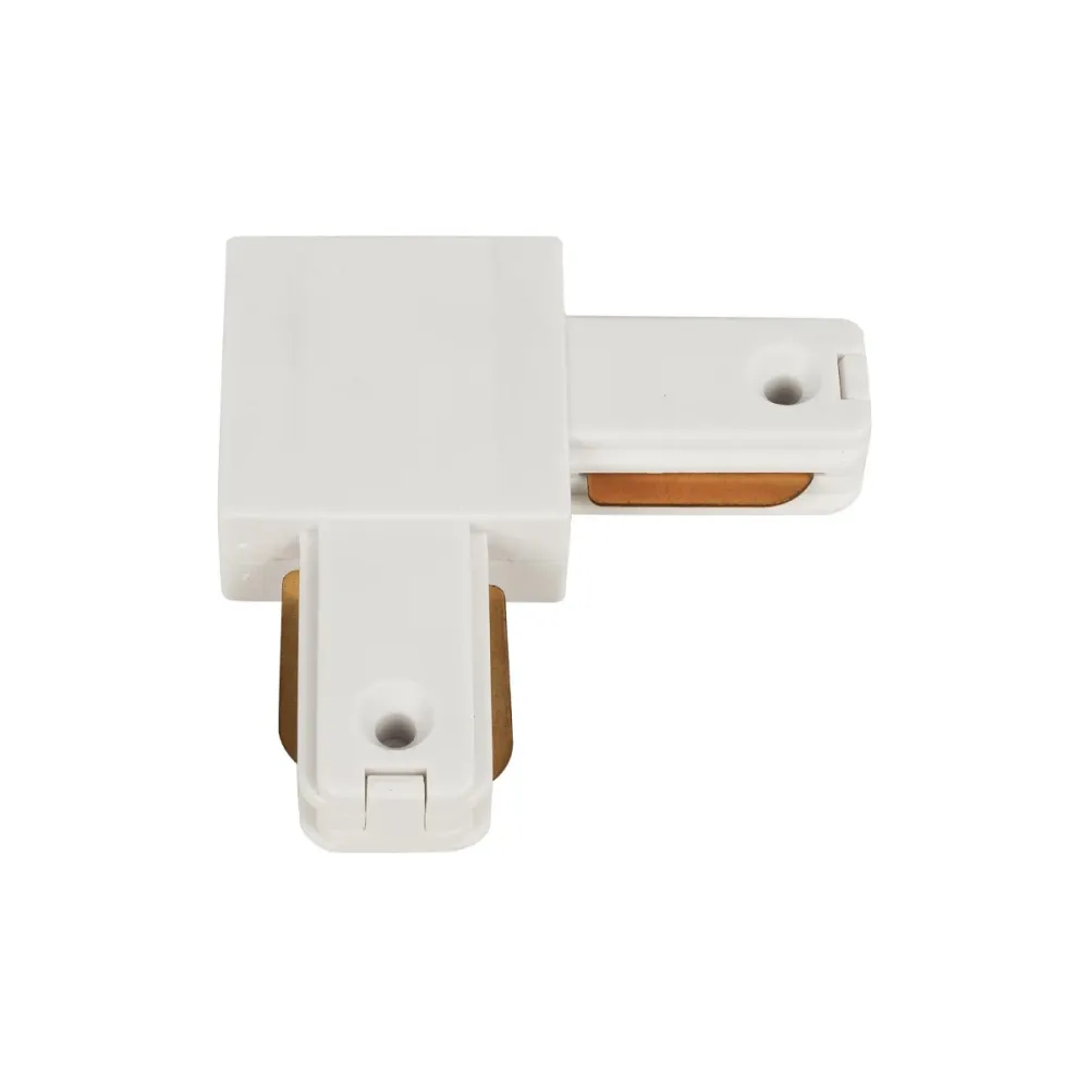GLOBOSTAR® EUROTRACK-1PH 60906 Μονοφασικός Σύνδεσμος Γ Ράγας 2 Καλωδίων 1L+1N για Σύστημα Ράγας Eurotrack-1PH AC 220-240V IP20 - Λευκό Ματ - Μ6.5 x Π6.5 x Υ1.6cm
