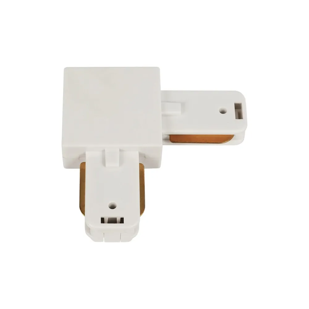 GLOBOSTAR® EUROTRACK-1PH 60906 Μονοφασικός Σύνδεσμος Γ Ράγας 2 Καλωδίων 1L+1N για Σύστημα Ράγας Eurotrack-1PH AC 220-240V IP20 - Λευκό Ματ - Μ6.5 x Π6.5 x Υ1.6cm