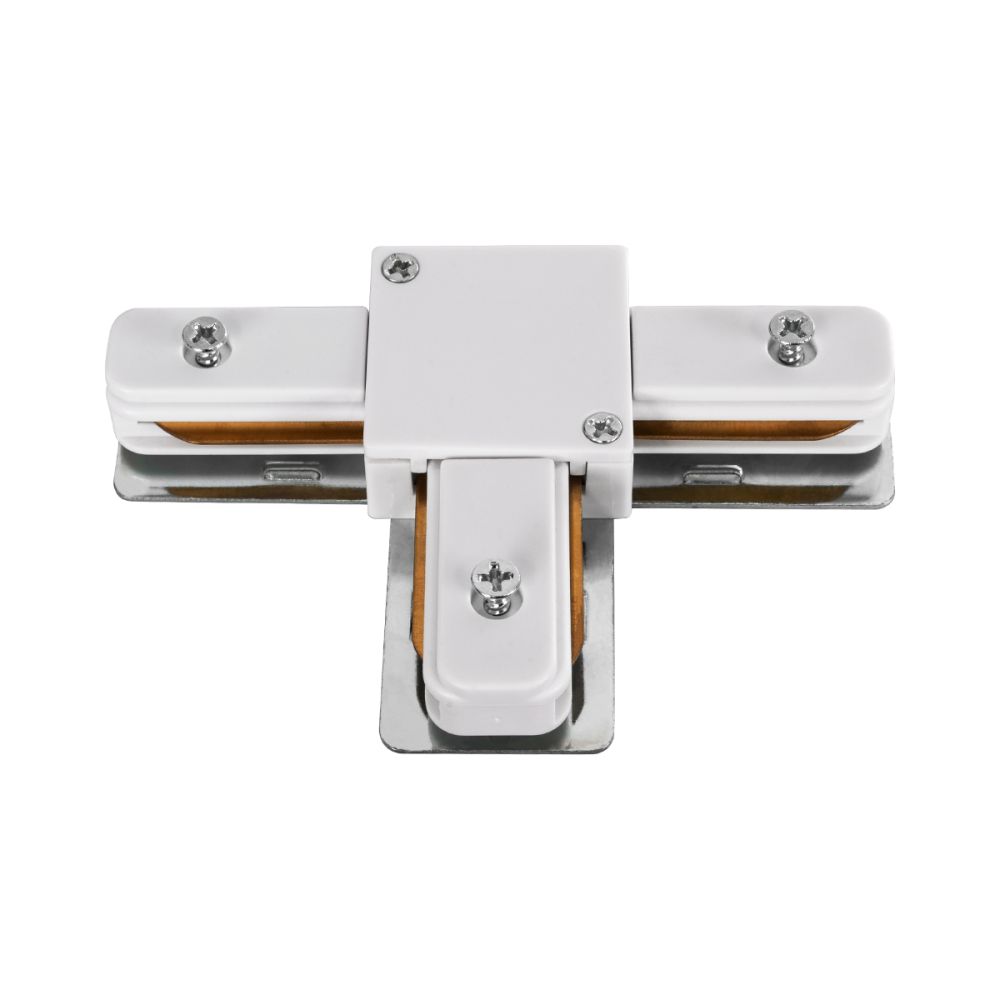 GloboStar® 2L-EUROTRACK 60908 Αντάπτορας Τ(Ταφ) - Μονοφασικός 2 Καλωδίων για όλες τις Ράγες EUROTRACK AC 220-240V IP20 Μ10.7 x Π7 x Υ1.5cm - EUROTRACK® System 1L+1N - Θερμοπλαστικό - Λευκό - 5 Χρόνια Εγγύηση