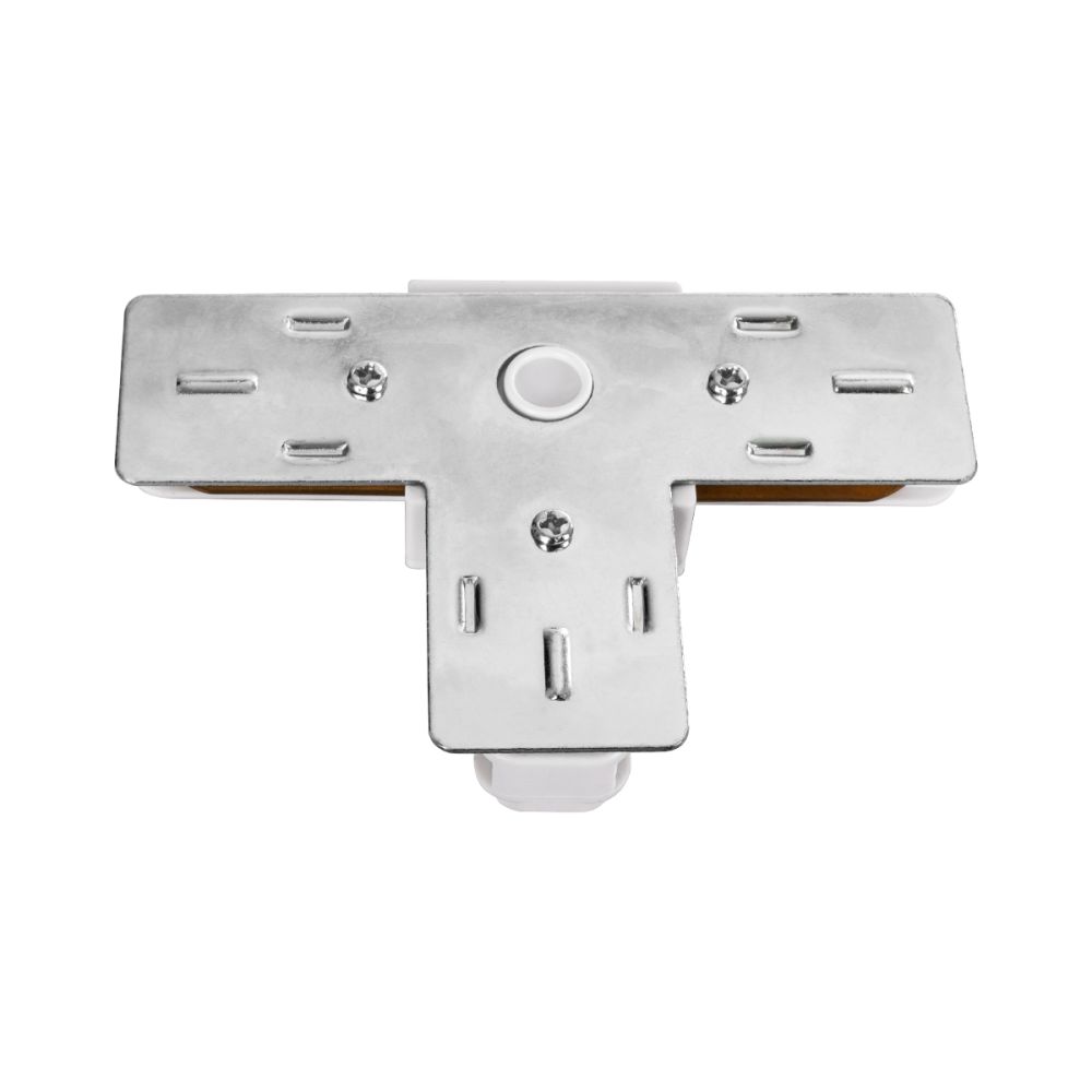 GloboStar® 2L-EUROTRACK 60908 Αντάπτορας Τ(Ταφ) - Μονοφασικός 2 Καλωδίων για όλες τις Ράγες EUROTRACK AC 220-240V IP20 Μ10.7 x Π7 x Υ1.5cm - EUROTRACK® System 1L+1N - Θερμοπλαστικό - Λευκό - 5 Χρόνια Εγγύηση