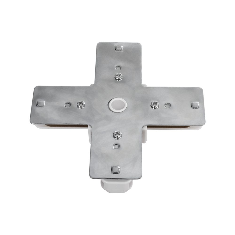 GloboStar® 2L-EUROTRACK 60910 Αντάπτορας +(Σταυρός) - Μονοφασικός 2 Καλωδίων για όλες τις Ράγες EUROTRACK AC 220-240V IP20 Μ10.7 x Π10.7 x Υ1.5cm - EUROTRACK® System 1L+1N - Θερμοπλαστικό - Λευκό - 5 Χρόνια Εγγύηση