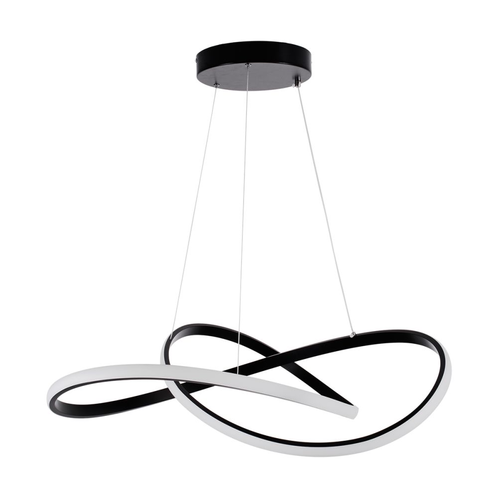 GLOBOSTAR® DEXTER 60913 Μοντέρνο Κρεμαστό Φωτιστικό Οροφής LED 90W 10080lm 300° AC 220-240V IP20 Ρυθμιζόμενο Λευκό CCT με Χειριστήριο από 2700K έως 6000K Dimmable - Lumileds SMD Chip - Μαύρο Ματ - Μ73 x Π73 x Υ16cm - 3 Χρόνια Εγγύηση