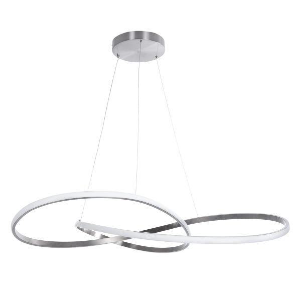 GLOBOSTAR® DEXTER 60919 Μοντέρνο Κρεμαστό Φωτιστικό Οροφής LED 120W 13440lm 300° AC 220-240V IP20 Ρυθμιζόμενο Λευκό CCT με Χειριστήριο από 2700K έως 6000K Dimmable - Lumileds SMD Chip - Νίκελ Βούρτσας - Μ103 x Π103 x Υ30cm - 3 Χρόνια Εγγύηση