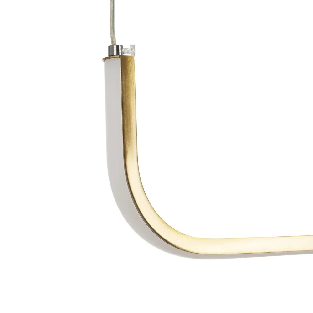 GLOBOSTAR® LINARIA 60923 Μοντέρνο Κρεμαστό Φωτιστικό Οροφής LED 36W 4150lm 180° AC 220-240V IP20 Ρυθμιζόμενο Λευκό CCT με Χειριστήριο από 2700K έως 6000K Dimmable - Lumileds SMD Chip - Χρυσό - Μ120 x Π2 x Υ10cm - 3 Χρόνια Εγγύηση
