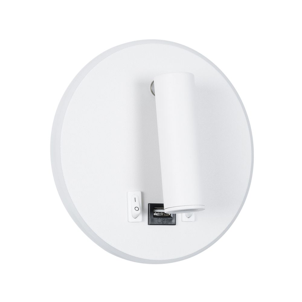 GLOBOSTAR® LADY-R 60939 Μοντέρνο Φωτιστικό Τοίχου - Απλίκα Ξενοδοχείου Reading Light με Φορτιστή USB 3A LED 6W 600lm 36° & 360° AC 220-240V IP20 Φυσικό Λευκό 4500K - Bridgelux COB & TÜV SÜD Driver - Λευκό Ματ - Μ15 x Π15 x Υ17cm - 3 Χρόνια Εγγύηση