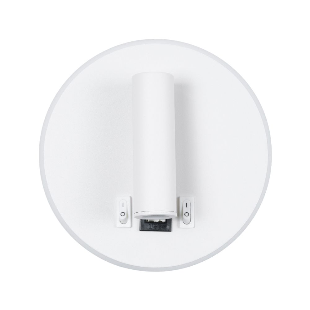 GLOBOSTAR® LADY-R 60939 Μοντέρνο Φωτιστικό Τοίχου - Απλίκα Ξενοδοχείου Reading Light με Φορτιστή USB 3A LED 6W 600lm 36° & 360° AC 220-240V IP20 Φυσικό Λευκό 4500K - Bridgelux COB & TÜV SÜD Driver - Λευκό Ματ - Μ15 x Π15 x Υ17cm - 3 Χρόνια Εγγύηση