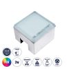 GLOBOSTAR® CYBOLITHOS 60948 Χωνευτό Αρχιτεκτονικο Φωτιστικό Σποτ Δαπέδου LED 2W 170lm 120° DC 24V Αδιάβροχο IP68 IK06 Πολύχρωμο RGB Dimmable DMX512 - Bridgelux SMD Chip - Γαλακτερό Tempered Glass & Ανοξείδωτο Ατσάλι SS316 - Μ10 x Π10x Υ8cm / Q10 x 10c