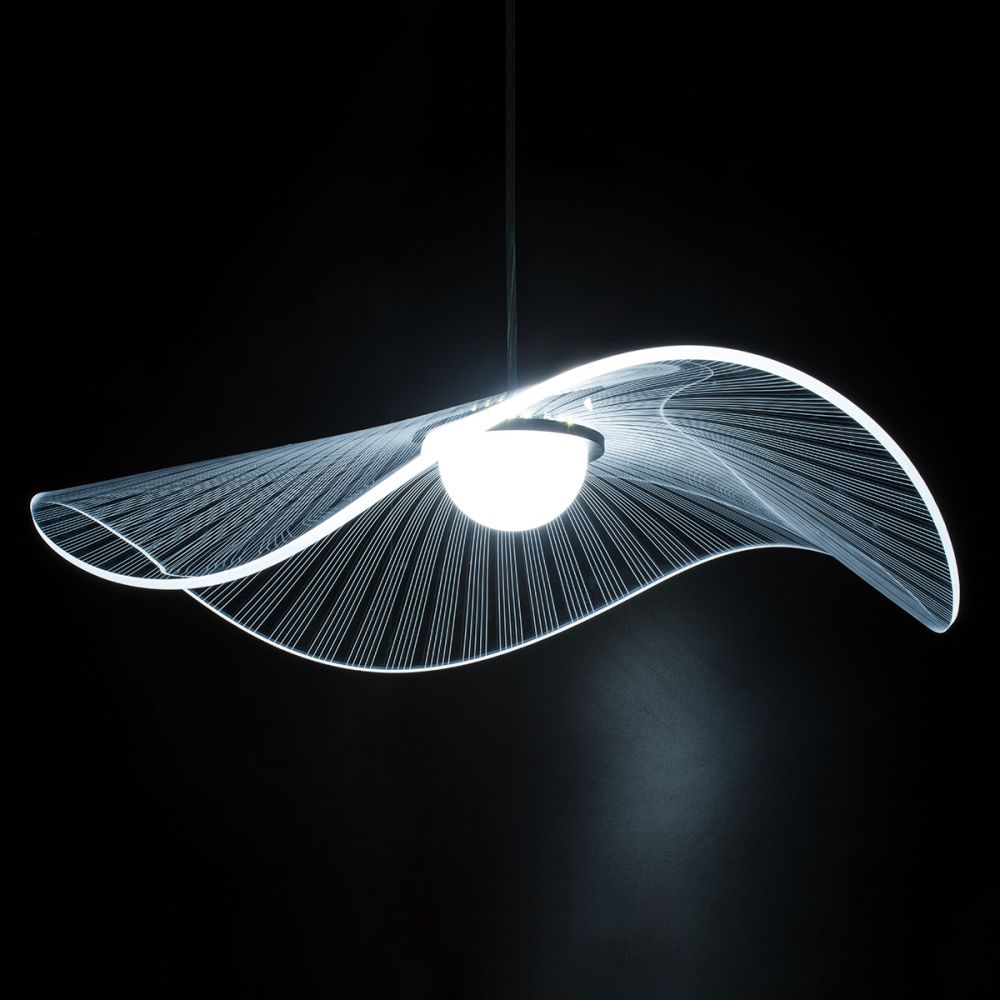 GLOBOSTAR® ACRYLICA 60975 Μοντέρνο Κρεμαστό Φωτιστικό Οροφής LED 20W 2240lm 360° AC 220-240V IP20 Ρυθμιζόμενο Λευκό CCT με On/Off 2700K/4500K/6000K - Lumileds SMD Chip - Διάφανο & Μαύρο Ματ - Μ60 x Π60 x Υ15cm - 3 Χρόνια Εγγύηση