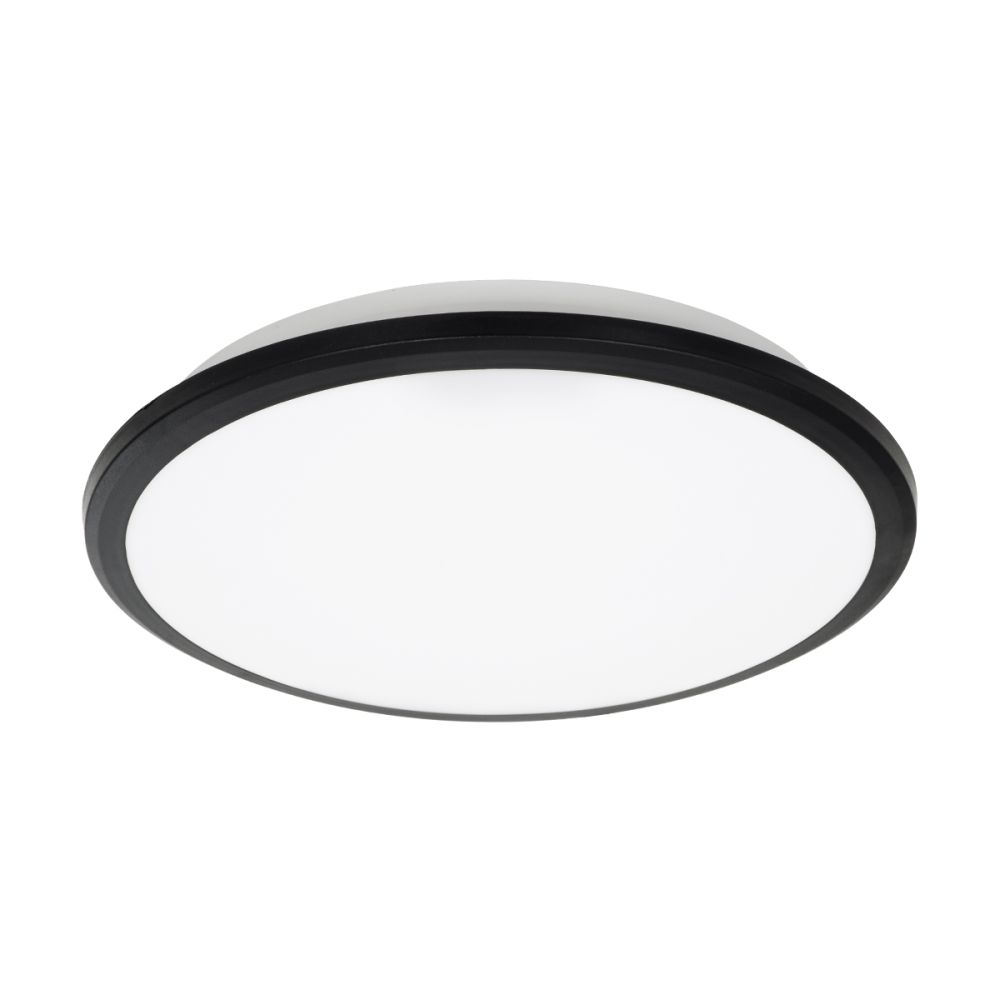 GLOBOSTAR® TUFFIN 60997 Φωτιστικό Πλαφονιέρα Οροφής LED 24W 2640lm 120° AC 220-240V Αδιάβροχο IP54 Φυσικό Λευκό 4500K - Lumileds SMD Chip - Μαύρο Ματ & Λευκό Γαλακτερό - Μ30 x Π30 x Υ6.5cm - 3 Χρόνια Εγγύηση