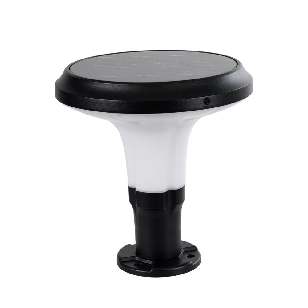 GLOBOSTAR® WHISPER 90535 Φωτιστικό Κολωνάκι Κήπου LED 10W 500lm 120° με Ενσωματωμένο Φωτοβολταϊκό Panel 6V 2W & Επαναφορτιζόμενη Μπαταρία Li-ion 3.2V 1800mAh με Αισθητήρα Ημέρας-Νύχτας Αδιάβροχο IP65 Ψυχρό Λευκό 6000K - Sanan SMD Chip - Γκρι Ανθρακί -