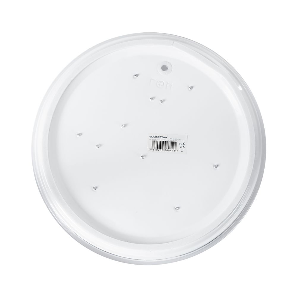 GLOBOSTAR® CELANO 61007 Μοντέρνο Φωτιστικό Οροφής LED 20W 2400lm 120° AC 220-240V Αδιάβροχο IP54 Θερμό Λευκό 2700K - Lumileds SMD Chip - Λευκό Γαλακτερό - Μ26 x Π26 x Υ6cm - 3 Χρόνια Εγγύηση