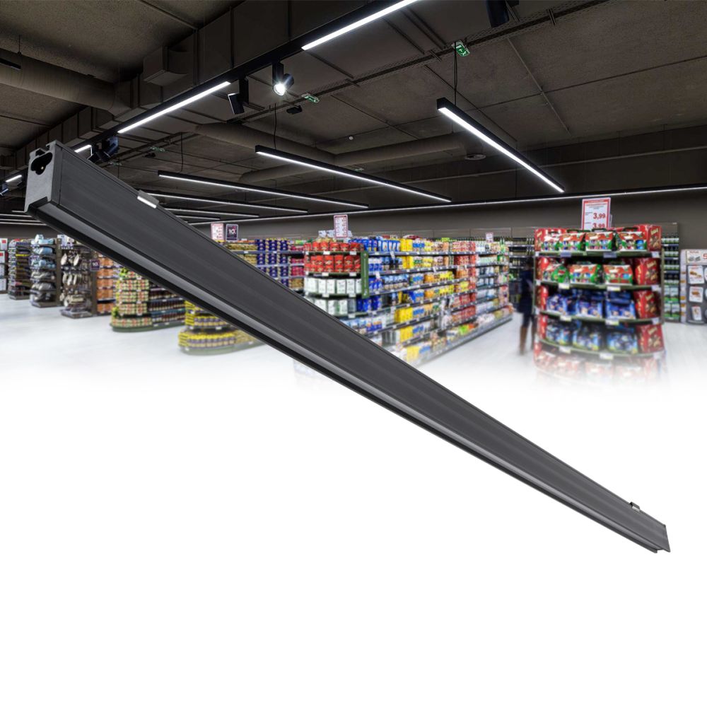 GLOBOSTAR® MARKET 61020 Μοντέρνο Γραμμικό Επεκτεινόμενο Φωτιστικό Οροφής LED 18W 2230lm 60° AC 220-240V IP20 Ψυχρό Λευκό 6000K - Lumileds SMD Chip - Μαύρο Ματ - Μ120 x Π2 x Υ4cm - 3 Χρόνια Εγγύηση