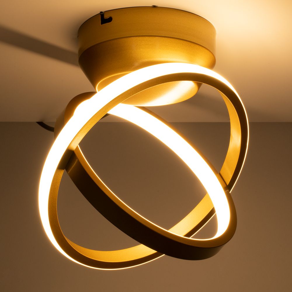 GLOBOSTAR® AMELIA 61054 Μοντέρνο Φωτιστικό Οροφής LED 20W 2400lm 300° AC 220-240V IP20 Ρυθμιζόμενο Λευκό CCT με On/Off 2700K/4500K/6000K - Lumileds SMD Chip - Χρυσό Βούρτσας - Μ24.5 x Π16 x Υ25cm - 3 Χρόνια Εγγύηση